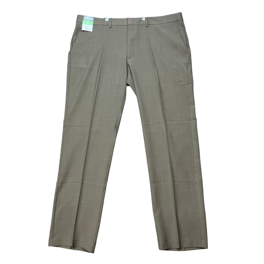 Haggar Premium Comfort Dress Pants Men 40x32 Tan Straight Fit Flex Waistband NEW